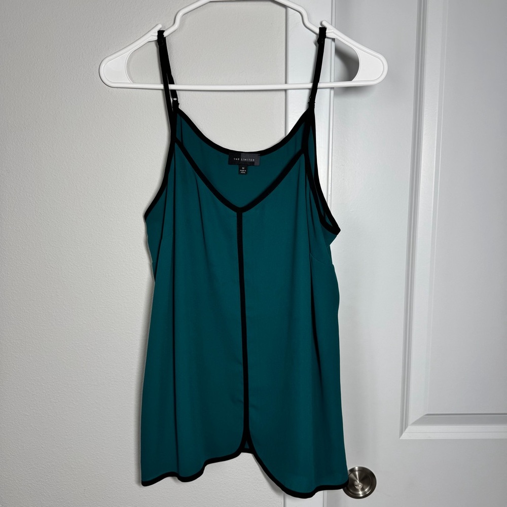 The Limited Tank Top Camisole Size Medium Teal Black Office Business Casual - Picture 1 of 9